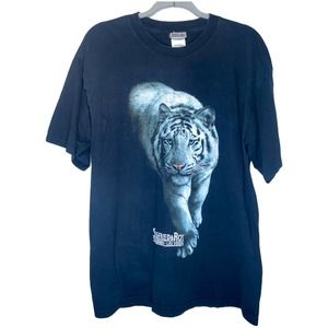 Y2K Vintage Siegfried & Roy Las Vegas White Tiger Black T-Shirt size Large